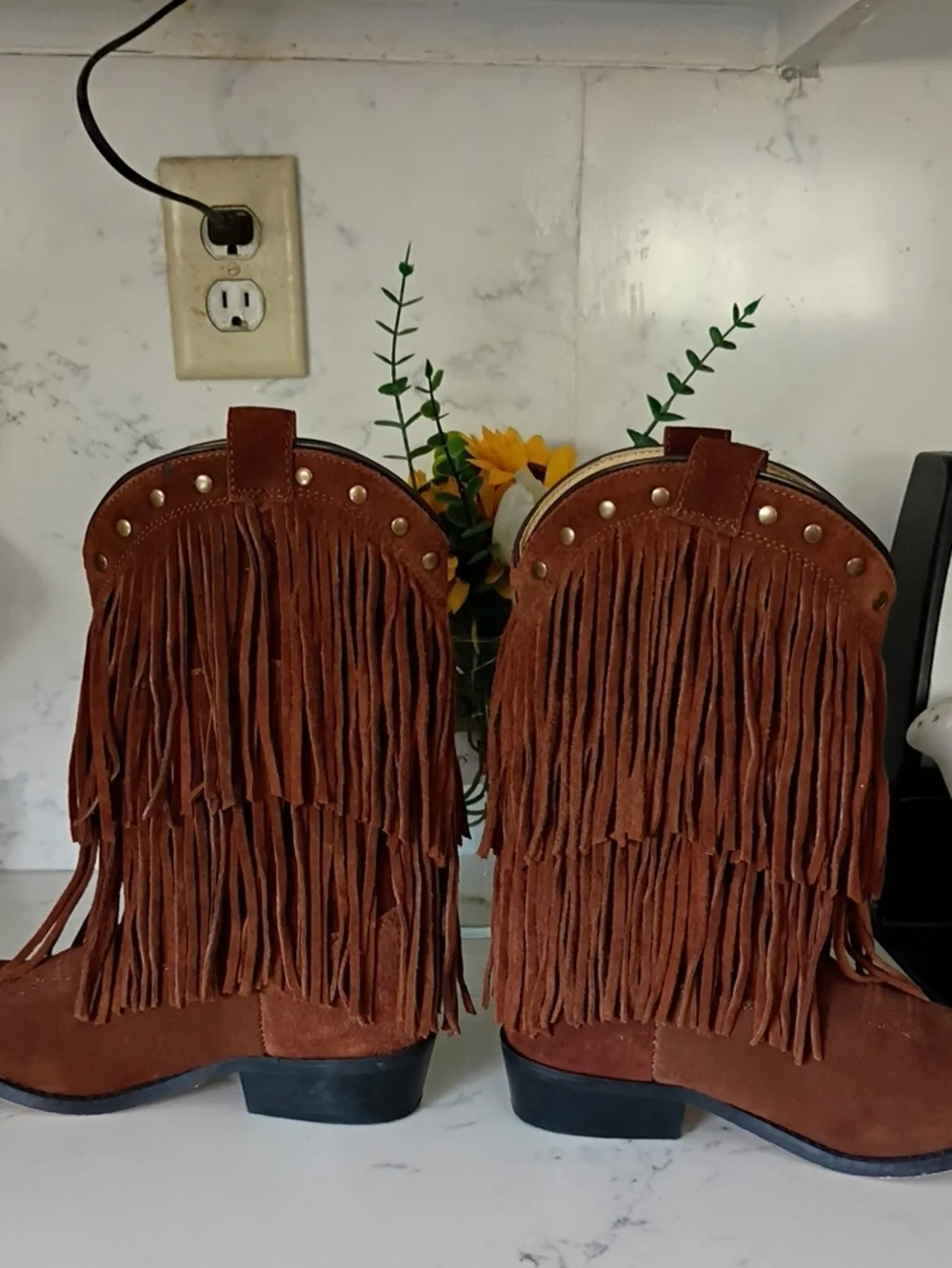 SHYANNE Leather Suede Fringe Boot  Kids